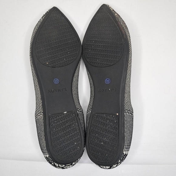 Womens Rothys The Point Black White Python Pointed Toe Ballet Flat Retired 8.5 - Picture 13 of 14
